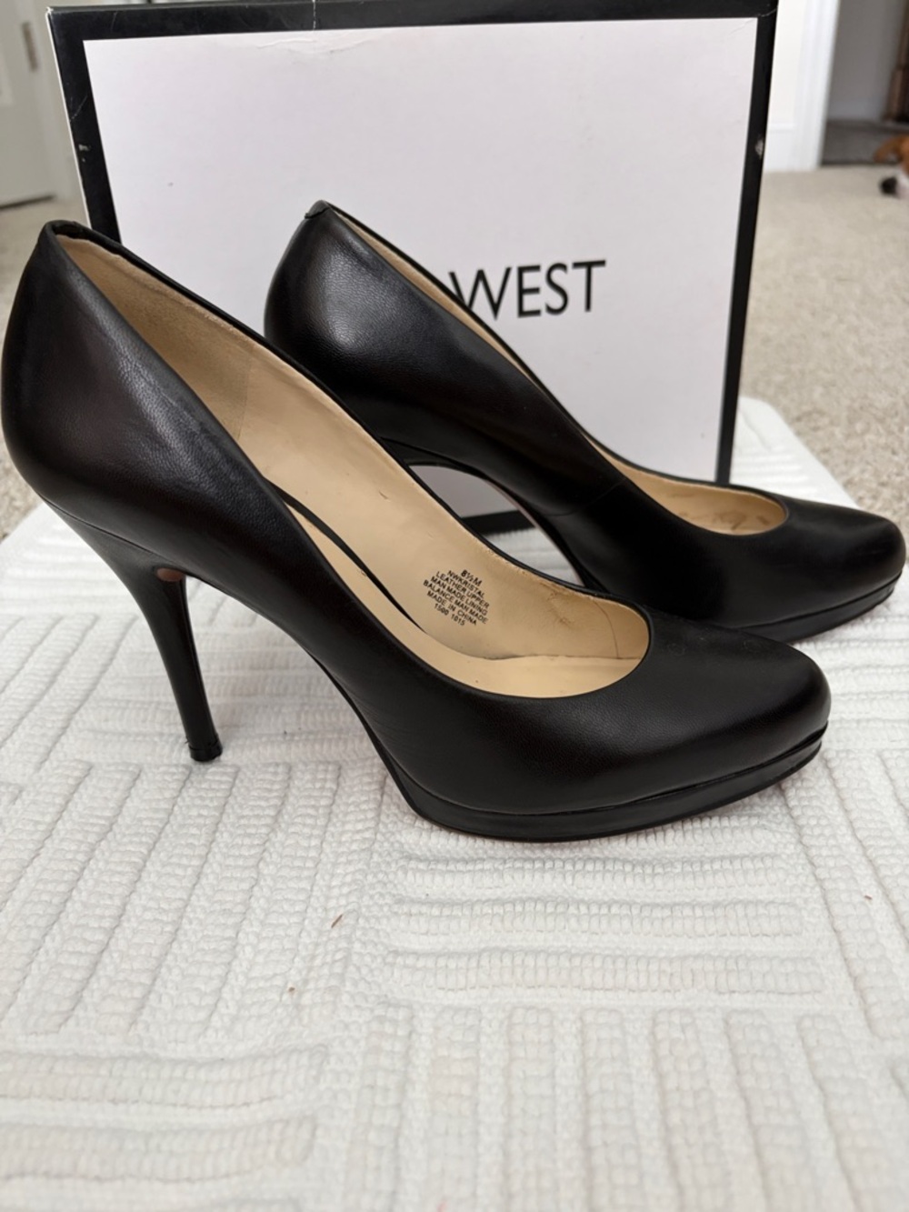 Nine West Black Leather Platform Stiletto Heels